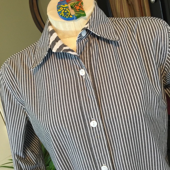 Additions by Chico Gray/White Stripe Shirt XS - Picture 2 of 6